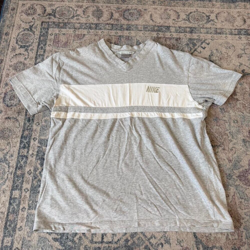 Silver Tag Vintage Nike grey and silver Tee mens Size XL Embroidered Spellout